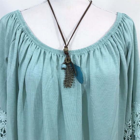 WinWin Dresses & Skirts - Mint Green Ruffle Sleeve Tunic  Dress
